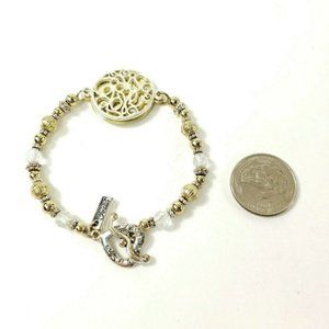 God is Love Faith Cursive Curly Letter Bracelet 7"